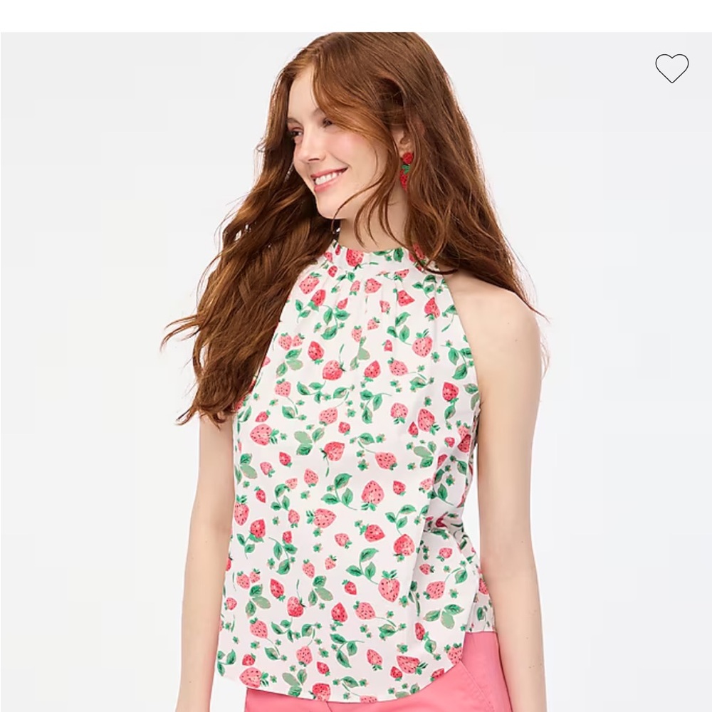 J.Crew new with tags, adorable strawberry sleeveless top, bow in the back
